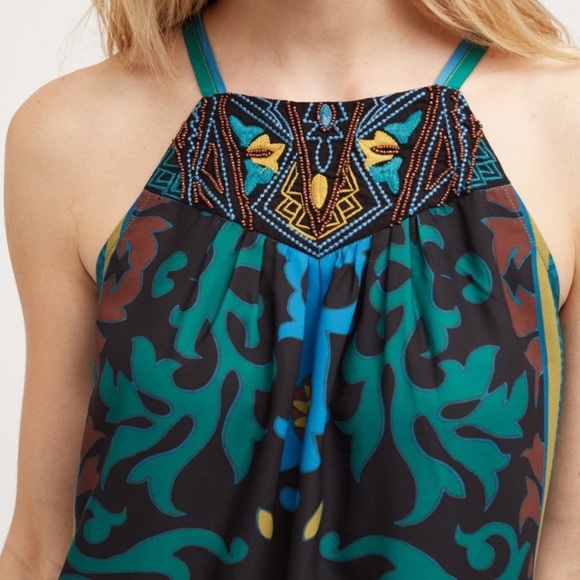 Anthropologie One September Del Mar Beaded Halter Tie Neck Bow Slip Dress - XS - Picture 2 of 14